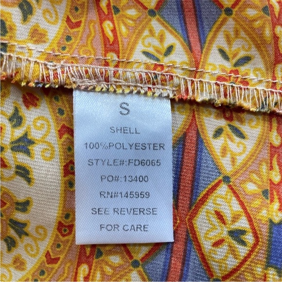 12th Tribe Multi-Color Paisley Mini Dress - Beige, Orange, Purple - Picture 7 of 13